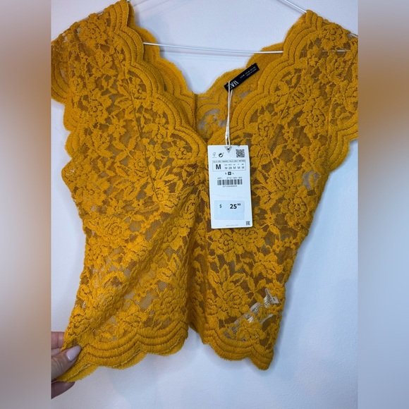 Zara Yellow Lace Top – Size M (NWT) - Picture 3 of 7
